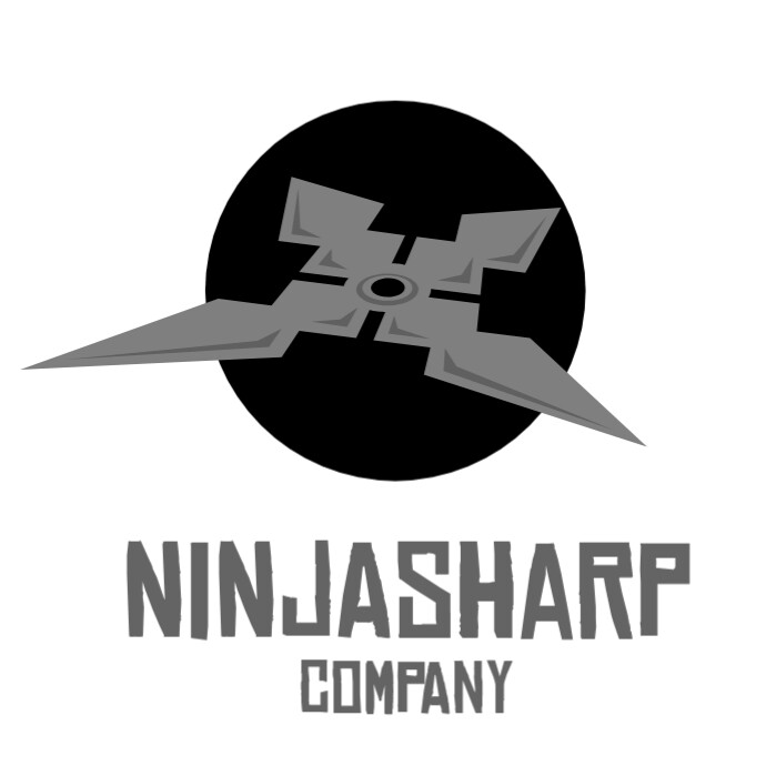 White Illustrative Ninja Sharp Blade Logo Free Template Logo Logótipo