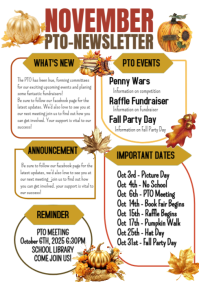 White Illustrative November Classroom Pto Newsletter A4 template