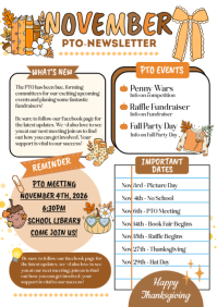 White Pto Newsletter A4 Template | PosterMyWall