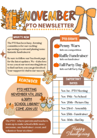 White Illustrative November Newsletter A4 template