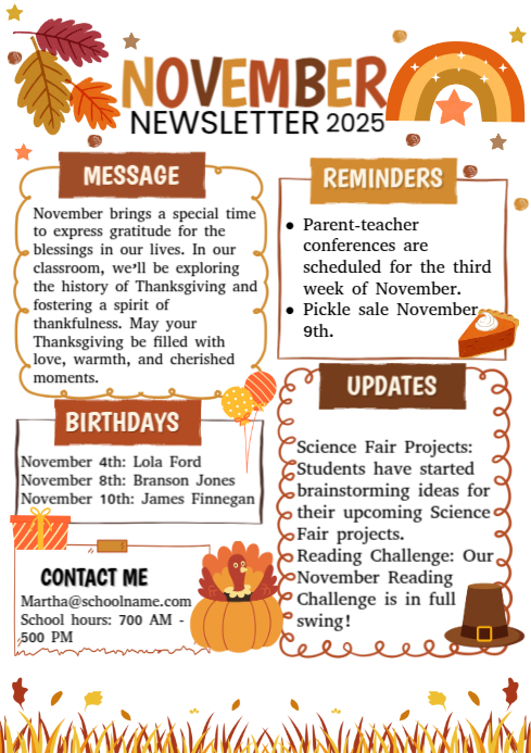 Copy of White Illustrative November Newsletter A4 | PosterMyWall