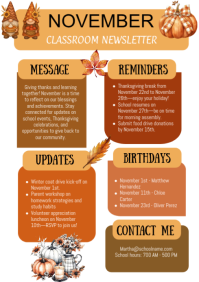 White Illustrative November Pto Newsletter A4 template