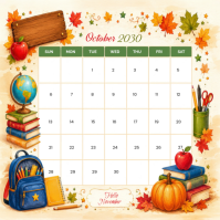 White October 2030 Calendar Publicação no Instagram Template