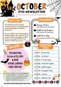 White Illustrative October Newsletter  A4 template