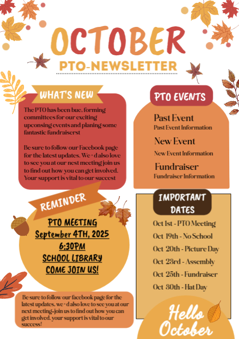 White Illustrative October Newsletter A4 Template | PosterMyWall