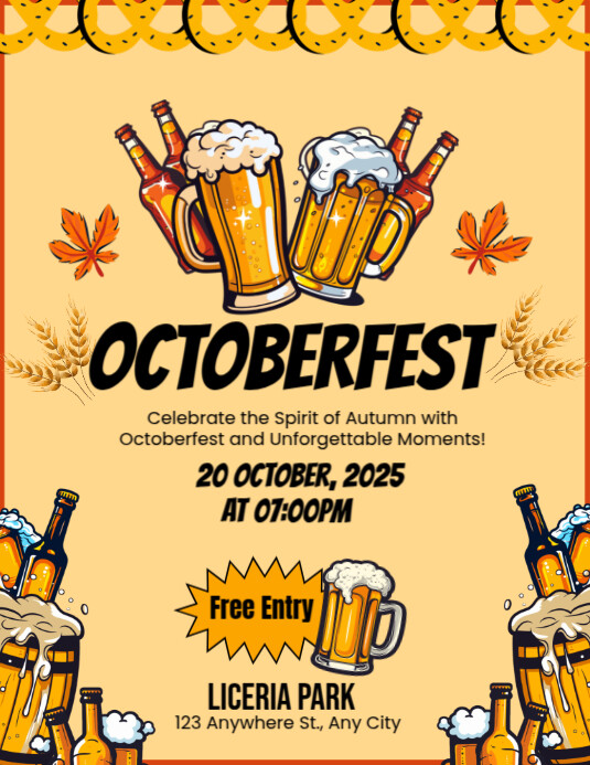 White Illustrative Octoberfest Flyer (us Letter) Template | PosterMyWall