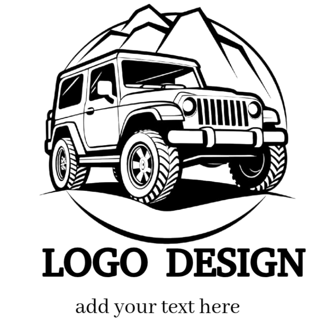 White Illustrative Off Road Vehicle Logo Template | PosterMyWall