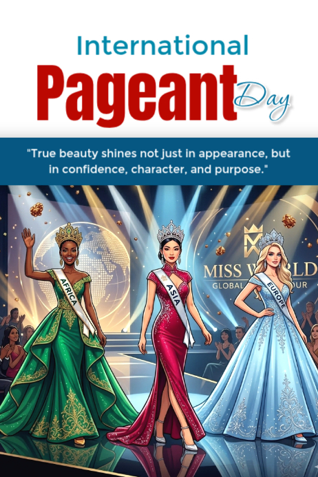White Illustrative Pageant Day PosterInternational Pageant day Template ...