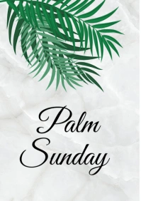 White Illustrative Palm Sunday Poster A2 template