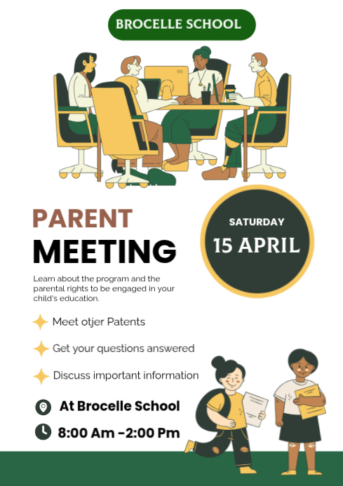 White Parent Meeting A4 Template | PosterMyWall