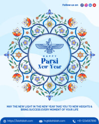 White Illustrative Parsi New Year Instagram Portrait template