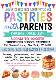 White Illustrative Pastries With Parents  A4 template