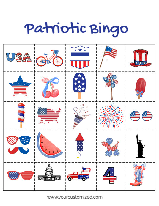 White Illustrative Patriotic Bingo Flyer (us Letter) template