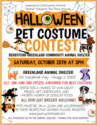 White Illustrative Pet Costume Contest Flyer (us Letter) template