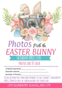 White Illustrative Photo With Easter Bunny A4 template