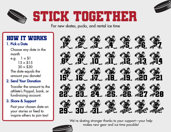 White Illustrative Pick A Date Ice Hockey Flyer (us Letter) template