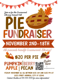 White Illustrative Pie Fundraiser A4 template