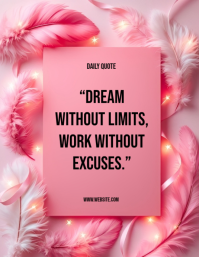 White Illustrative Pink Background Typography Inspirational Quote  Flyer (us Letter) template