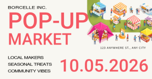White Illustrative Pop-Up Market Facebook Shared Image template