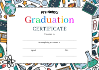 White Illustrative Pre-School Graduation Certificate A5 template