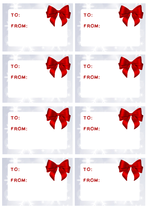 White Illustrative Printable Christmas Gift Labels A4 template