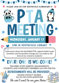 White Illustrative Pta Pto Meeting Flyer A4 template