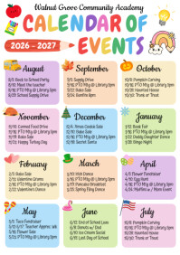White Illustrative Pto Calendar Of Events  A4 template