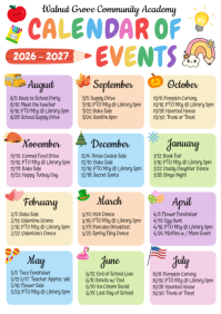 White School Events Calendar A4 Template