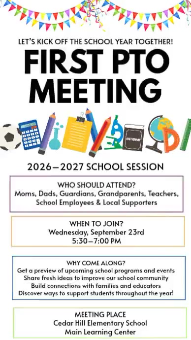 White Illustrative Pto Meeting Flyer Instagram Story Video Template ...