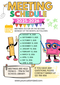 White Illustrative Pto Pta Meeting Dates A4 template