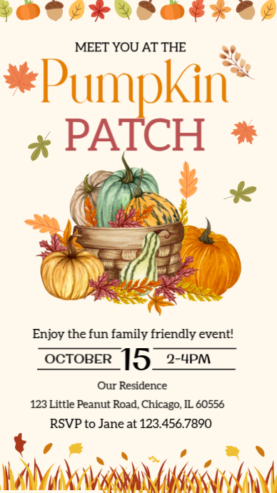 White Illustrative Pumpkin Patch Instagram Story template