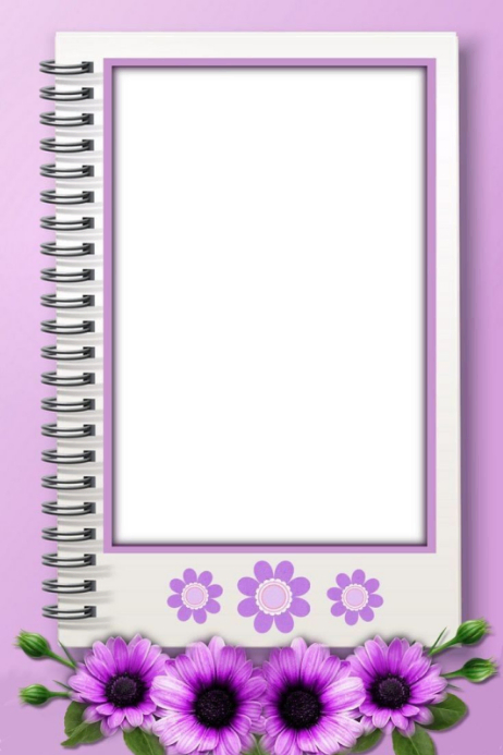 White Illustrative Purple Spiral Notebook Frame With Flowers Poster ...