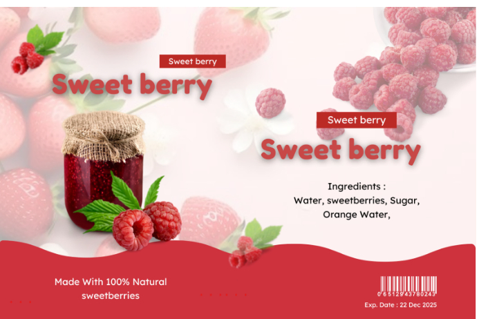 White Illustrative Red And Pink Cool Sweets Berry Drink Label Template ...