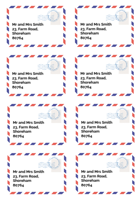White Illustrative Return Address Envelope Labels A4 template