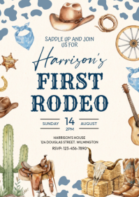 White Illustrative Rodeo Event A4 template