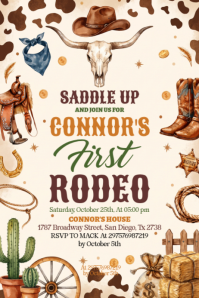 White Illustrative Rodeo Event Banner 4' × 6' template