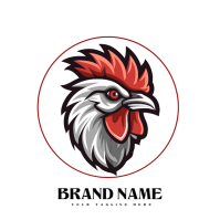 White Illustrative Rooster Logo Logo โลโก้ template