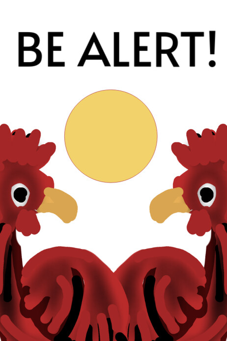 White Illustrative Rooster Poster Template | PosterMyWall