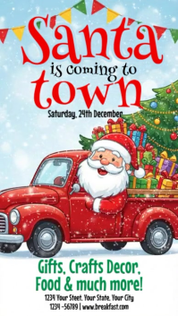 White Illustrative Santa Is Coming To Town Instagram Story template