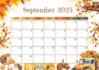 White Illustrative September 2025 Calendar  A4 template