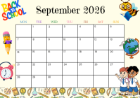 White Illustrative September 2026 Calendar  A4 template