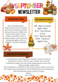 White Illustrative September Classroom Newsletter A4 template