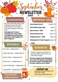 White Illustrative September Newsletter  A4 template
