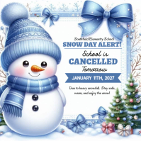 White Illustrative Snow Day Announcement Instagram Post template