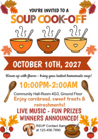 White Illustrative Soup Cook-off A4 template