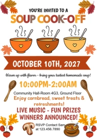 White Illustrative Soup Cook-off A4 template