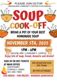 White Illustrative Soup Cook-off A4 template
