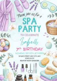 White Spa Birthday Party A4 Template