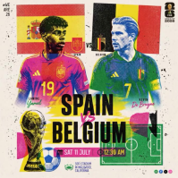 White Illustrative Spain vs Belgium Soccer Match Square Video สี่เหลี่ยมจัตุรัส (1:1) template
