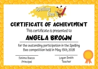 White Illustrative Spelling Bee Certificate  A4 template